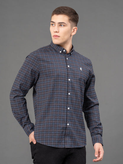 RedTape Dark Grey Checked Shirt for Men | Classic & Versatile