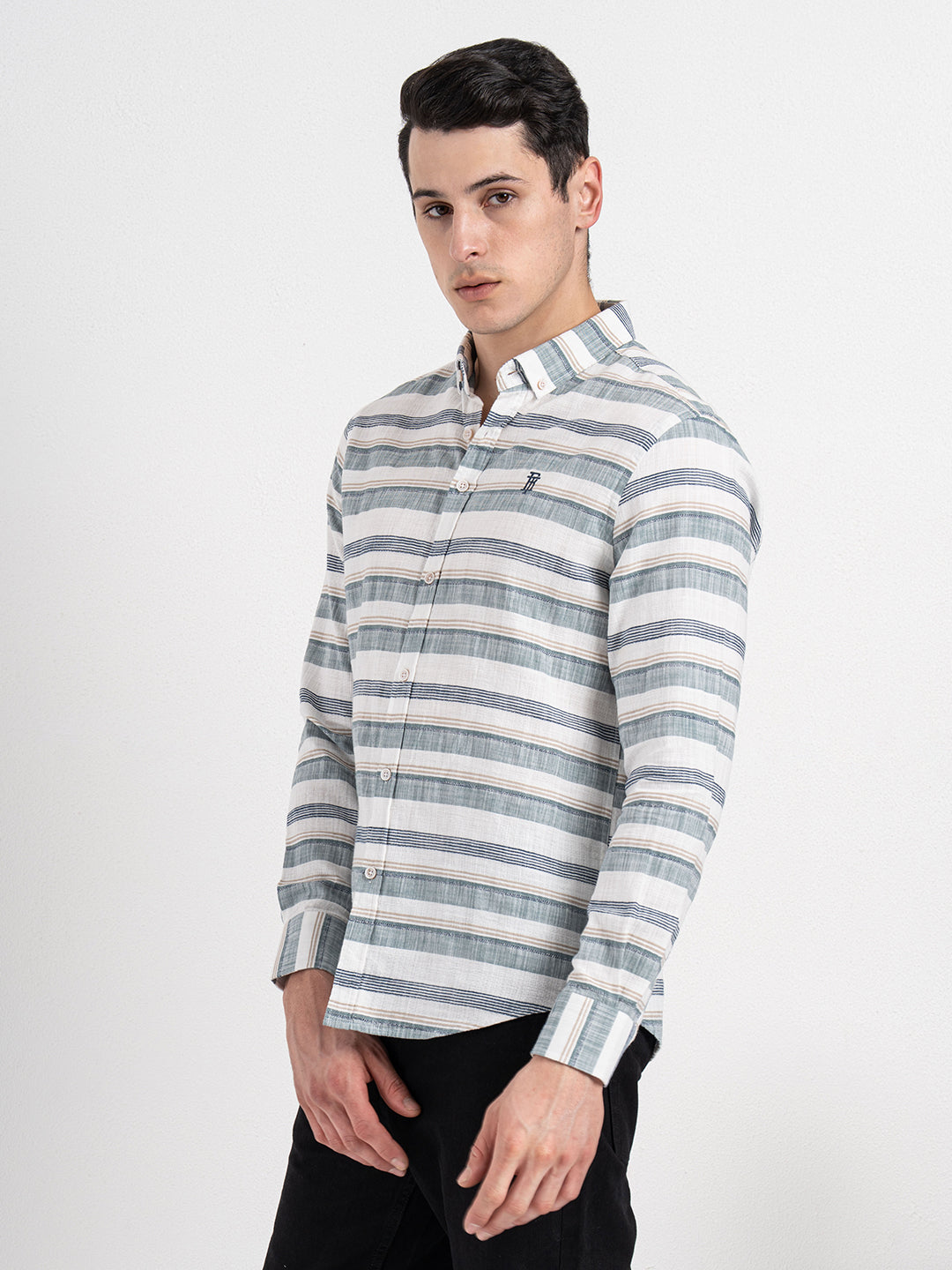 Red Tape Button Down Striped Shirt for Men | Durable & Stylish