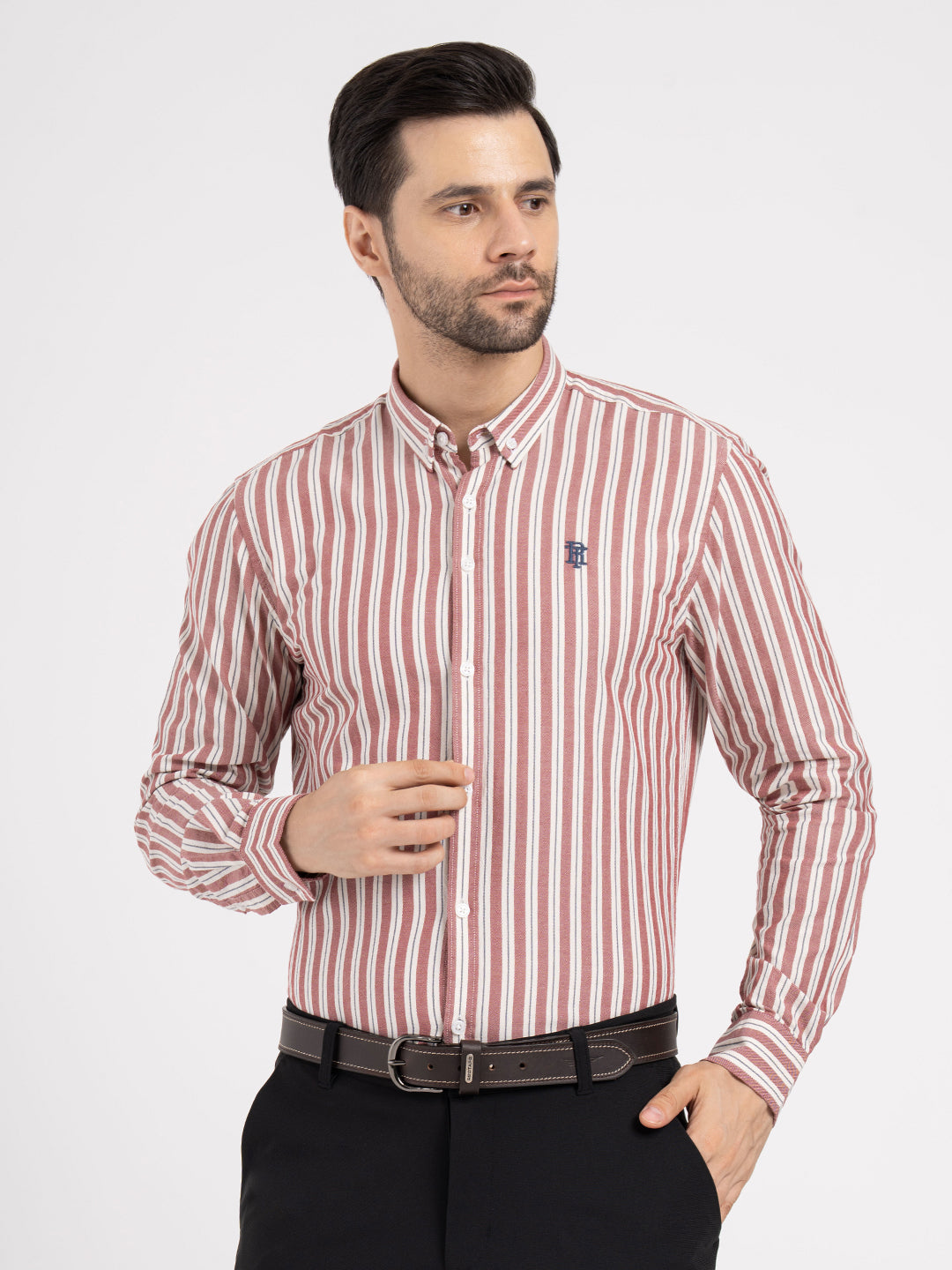 Mens Full Sleeve Oxford Stripe Shirt