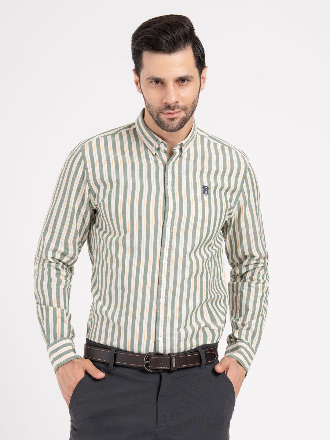 Mens Full Sleeve Oxford Stripe Shirt