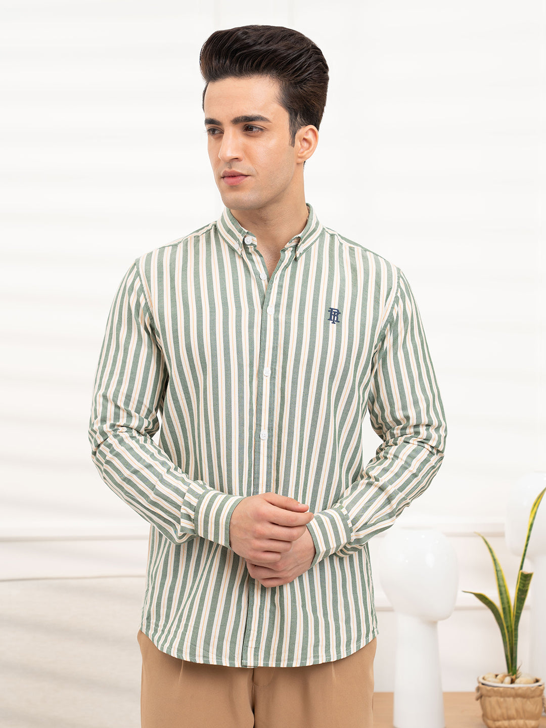 Mens Full Sleeve Oxford Stripe Shirt