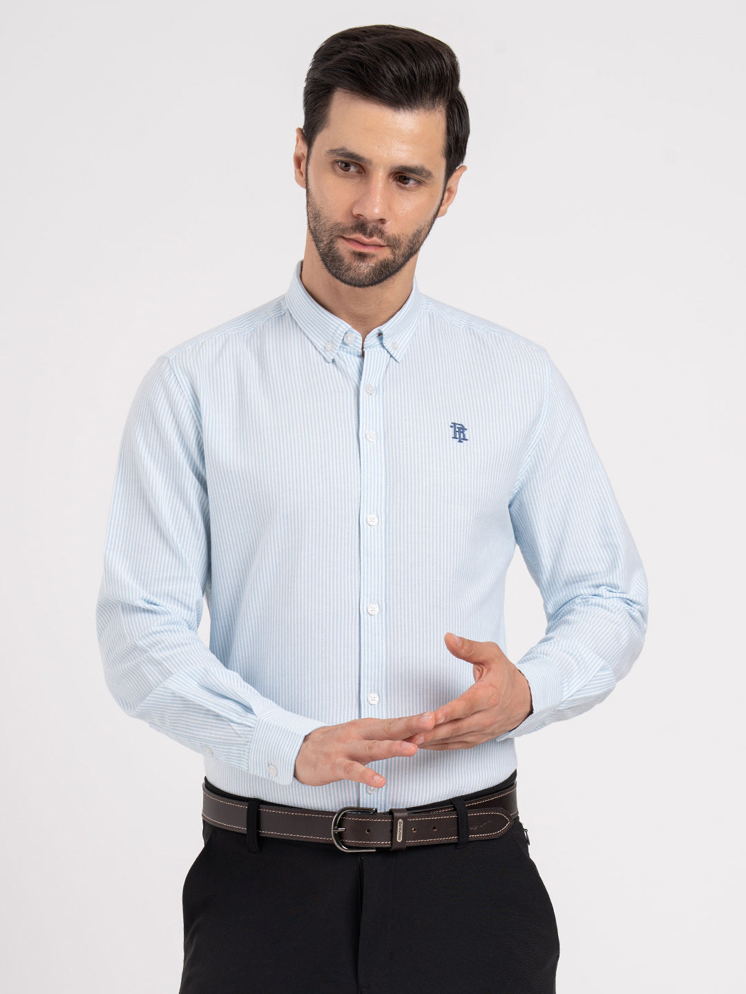 Mens Full Sleeve Oxford Stripe Shirt