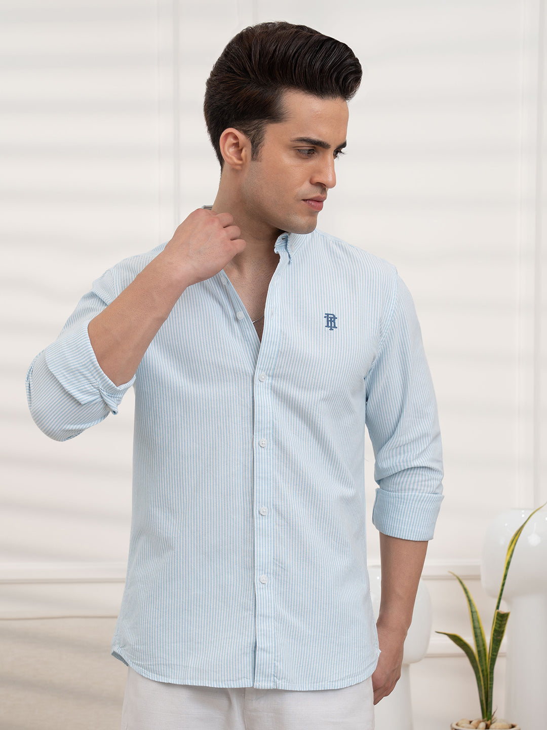 Mens Full Sleeve Oxford Stripe Shirt