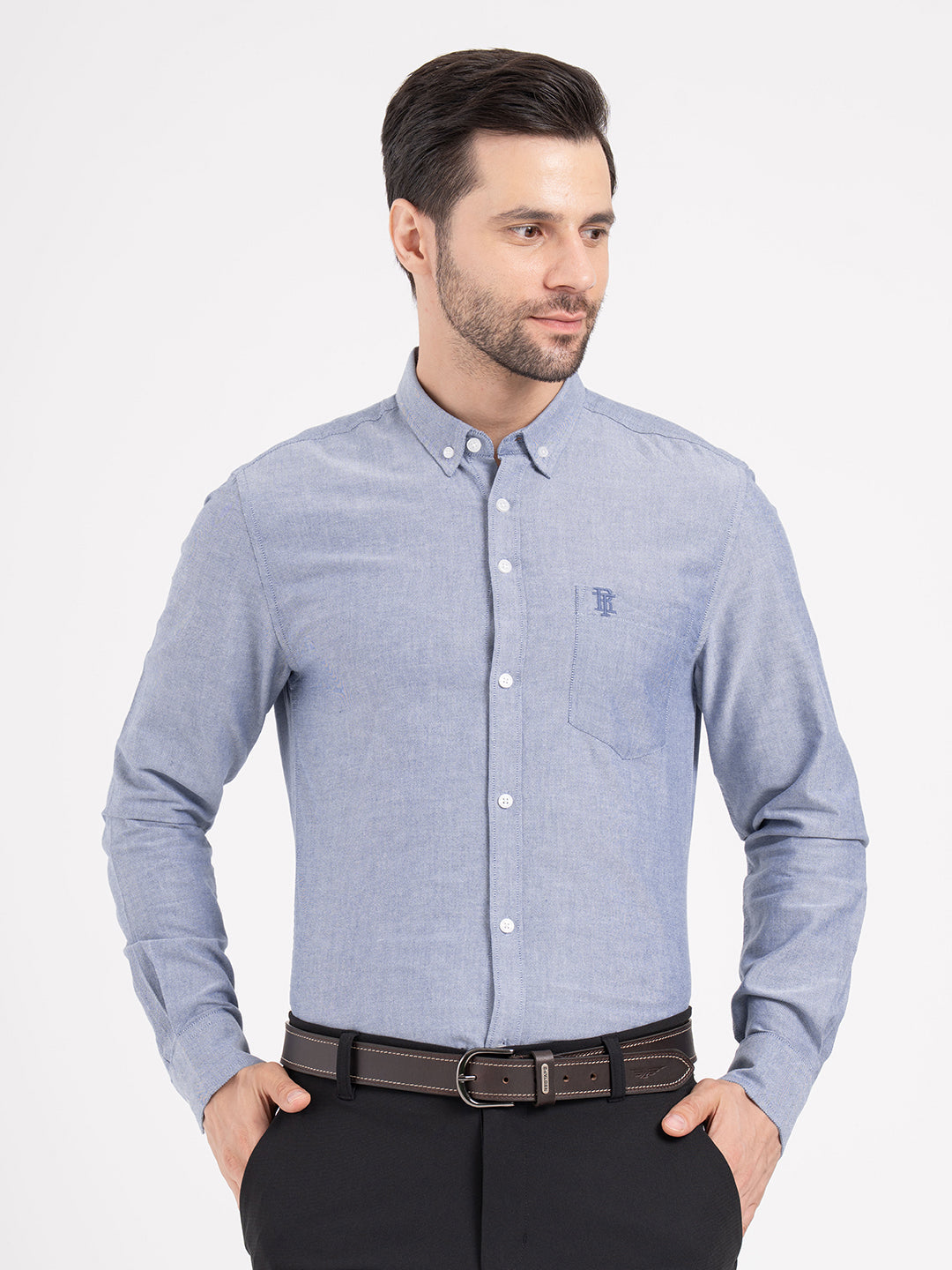 Mens Full Sleeve Solid Oxford Shirt