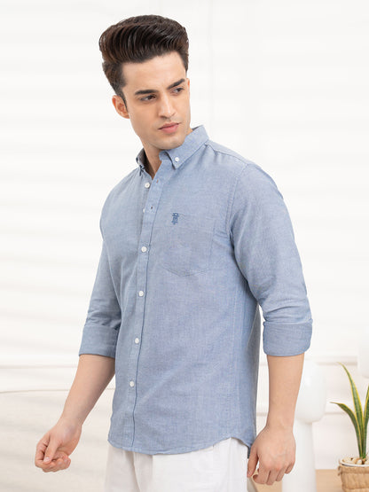 Mens Full Sleeve Solid Oxford Shirt