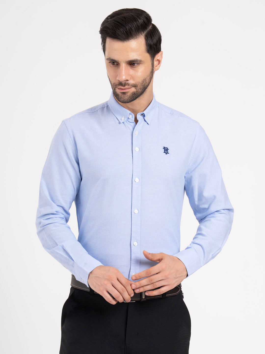 Mens Full Sleeve Solid Oxford Shirt
