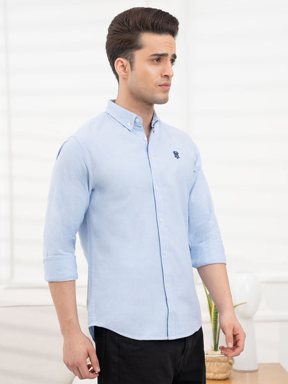 Mens Full Sleeve Solid Oxford Shirt
