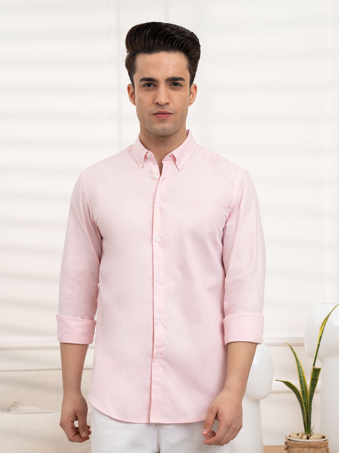 Men's Pink Poplin Shirt | Smooth Cotton Sophistication