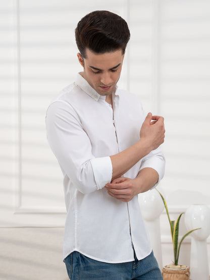 Men’s  Solid Pure Cotton Poplin Bio Washed Shirt