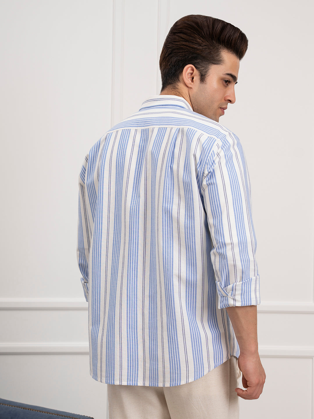 Men's Blue Oxford Striped Shirt | Timeless Cotton Comfort