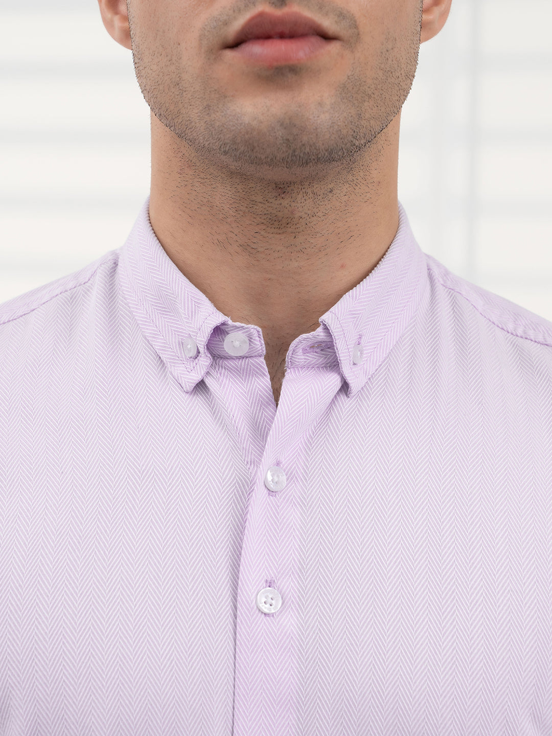 Light Purple Striped Shirt Men | Daily Formal Wear