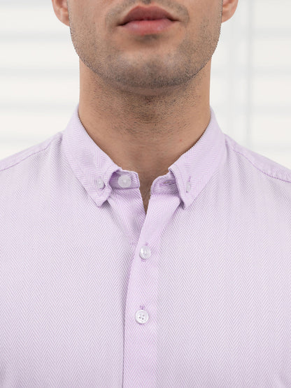 Light Purple Striped Shirt Men | Daily Formal Wear