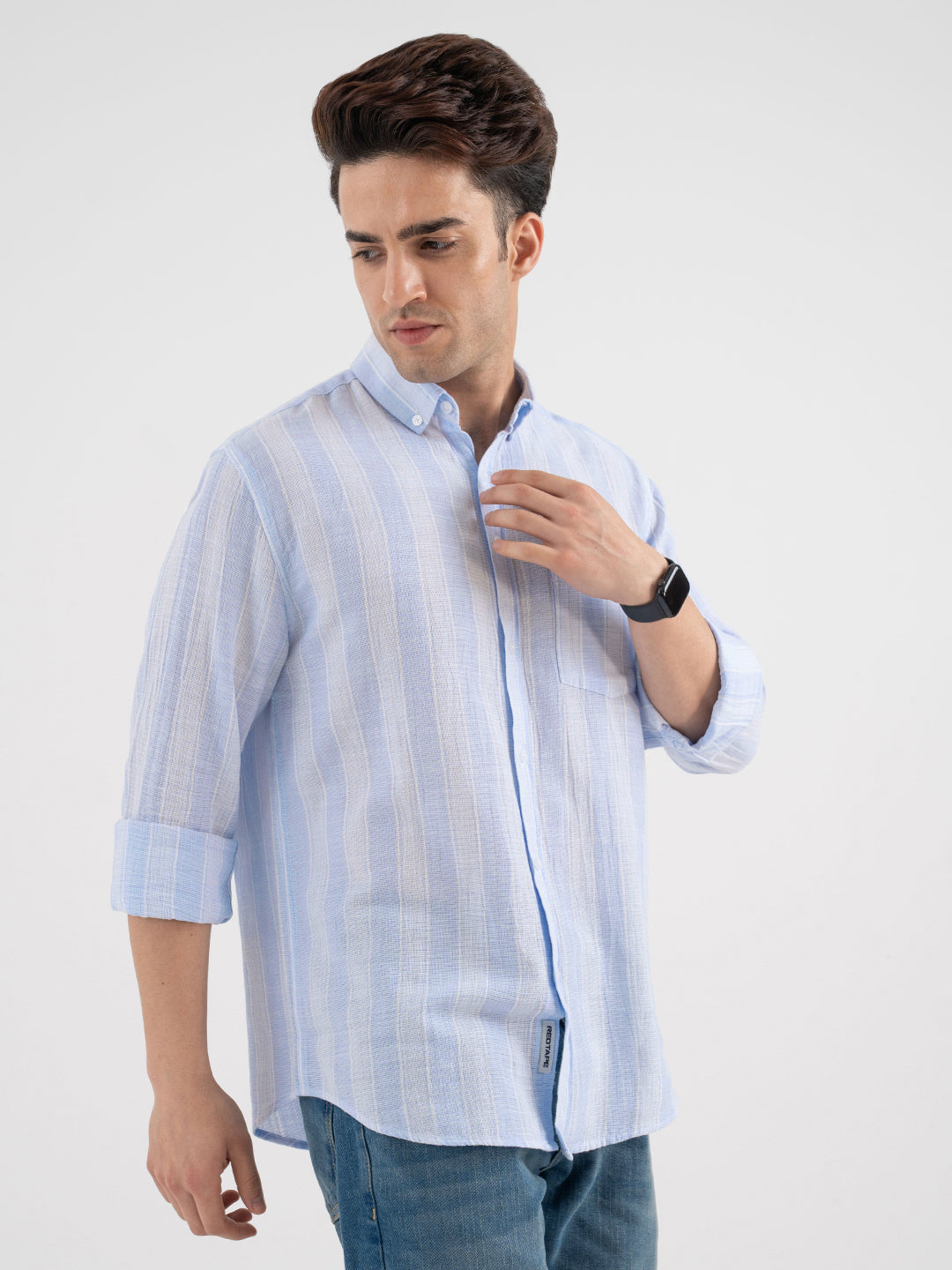 Red Tape Men's Blue Striped Shirt – Redtape