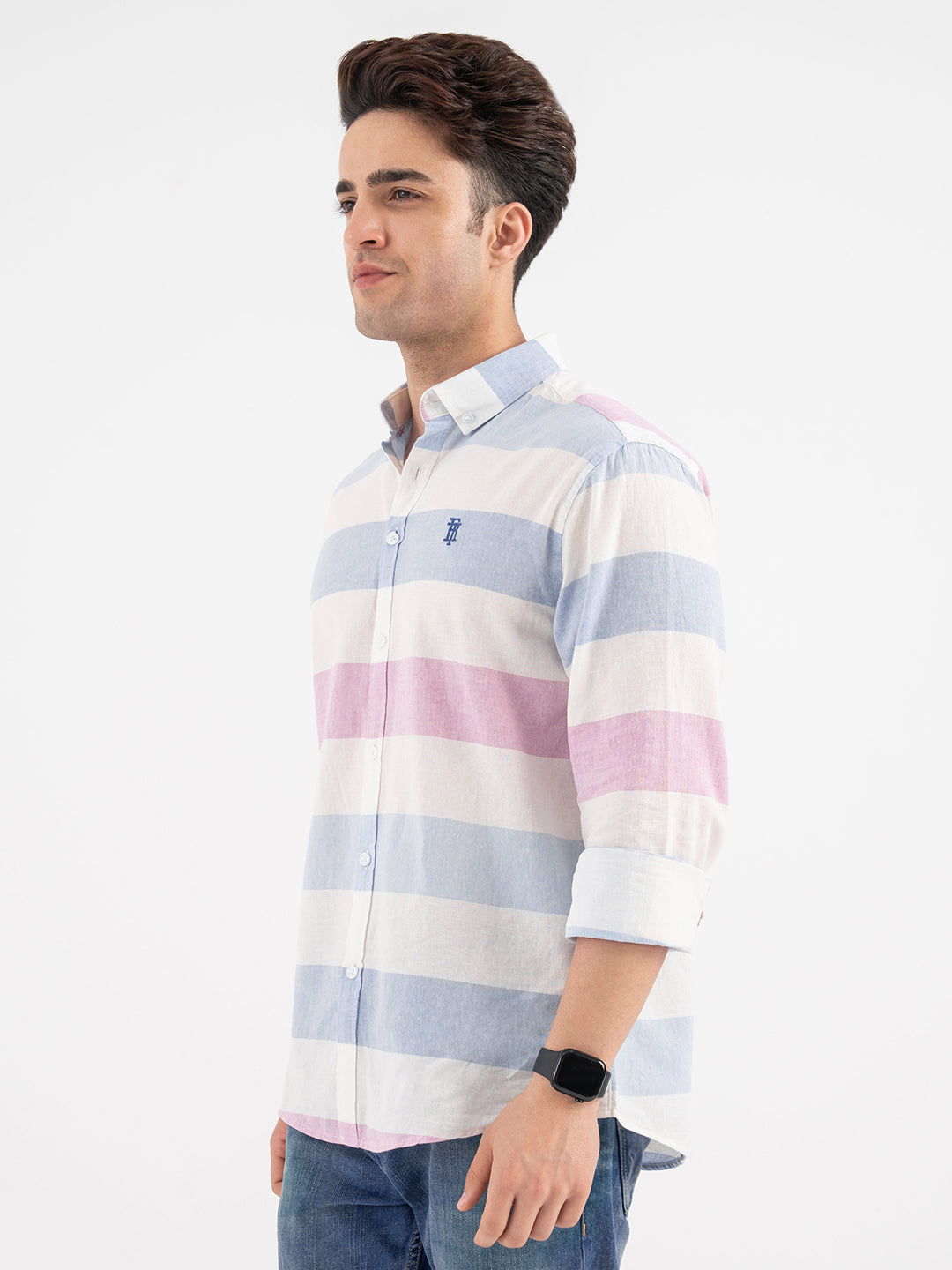 Red Tape Blue Striped Shirt for Men