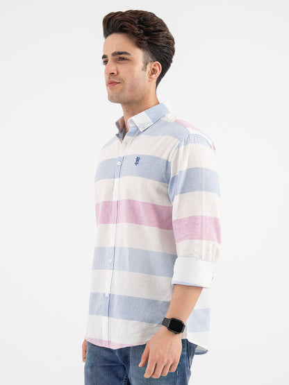 Red Tape Blue Striped Shirt for Men