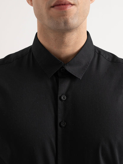 Black Shirt for Men | Formal Dobby Shirt