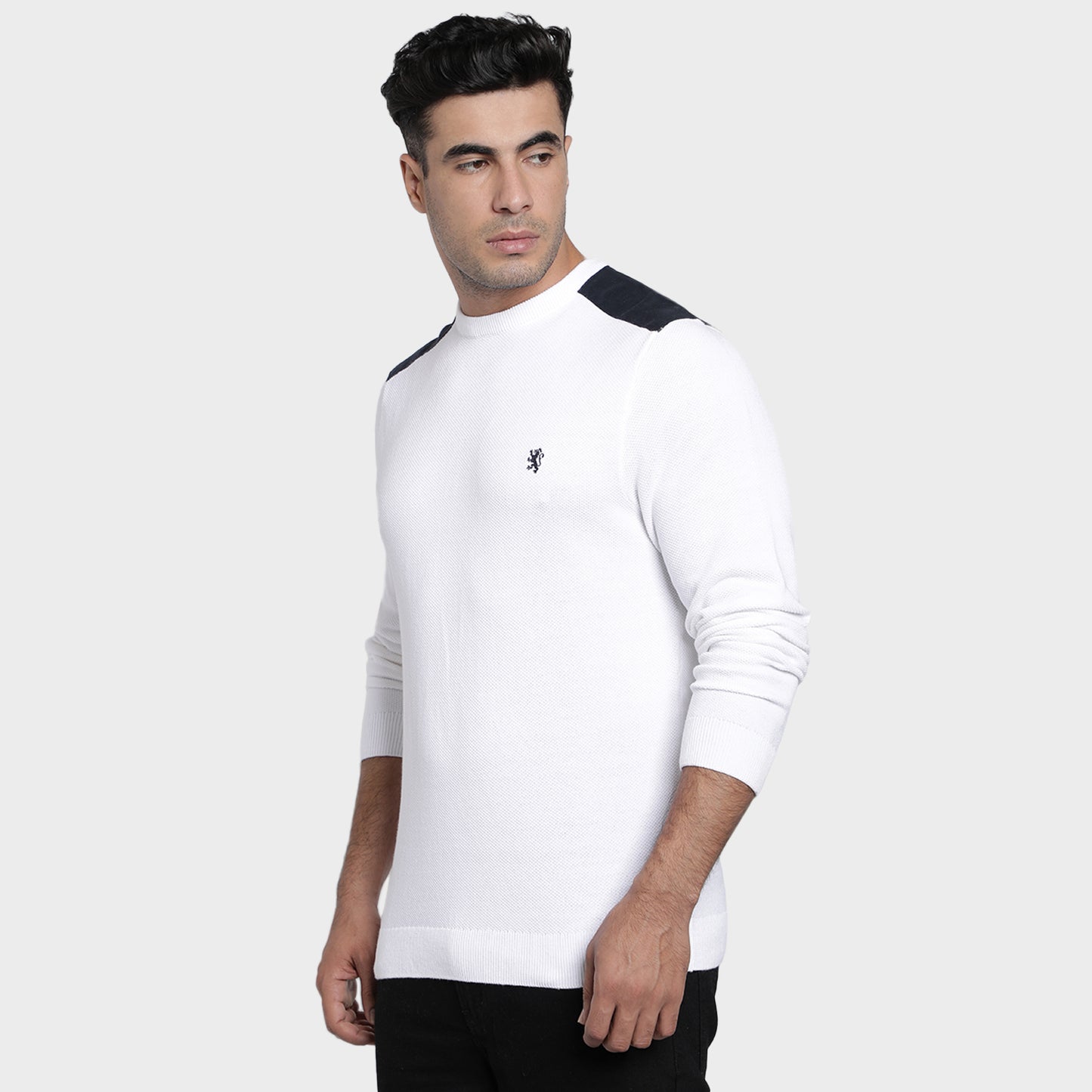 Red Tape Men's White Cotton Sweater