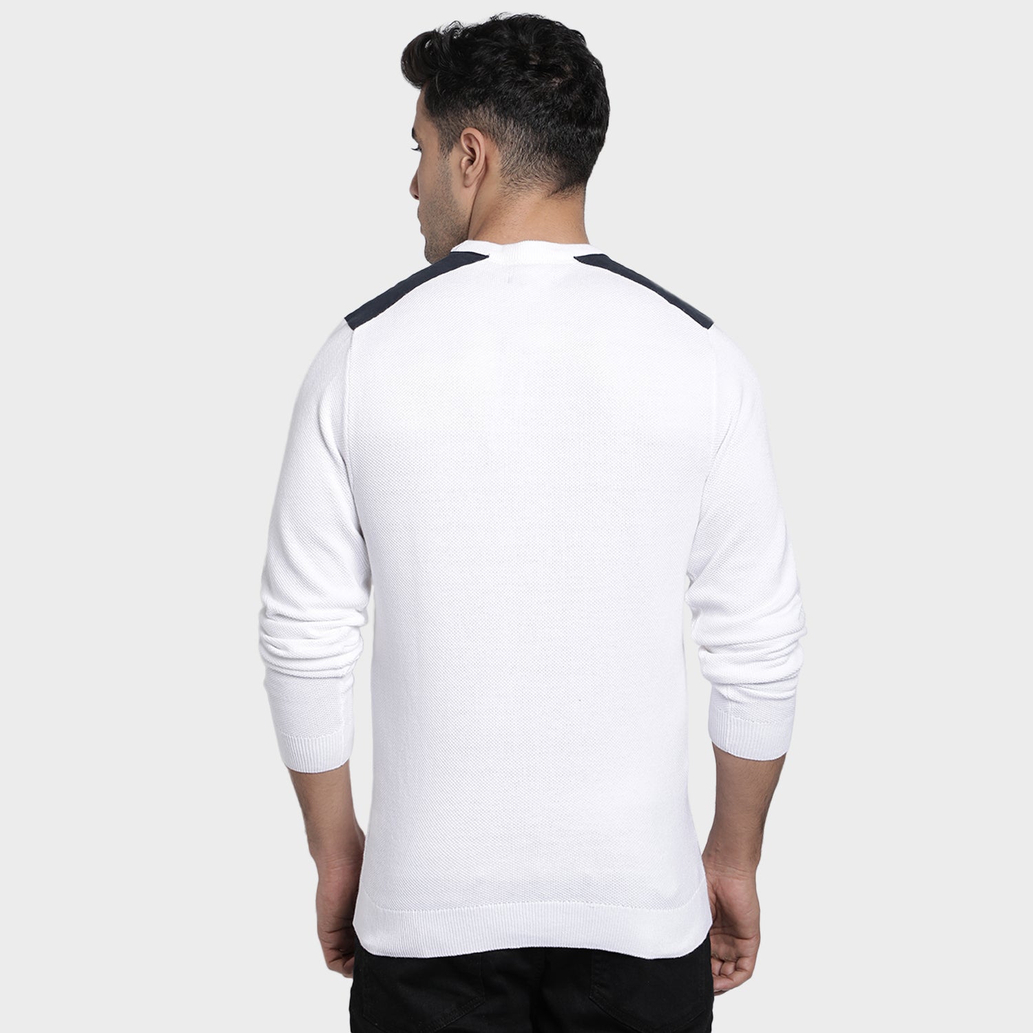 Men's White Cotton Sweater