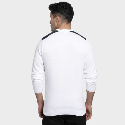 Red Tape Men's White Cotton Sweater