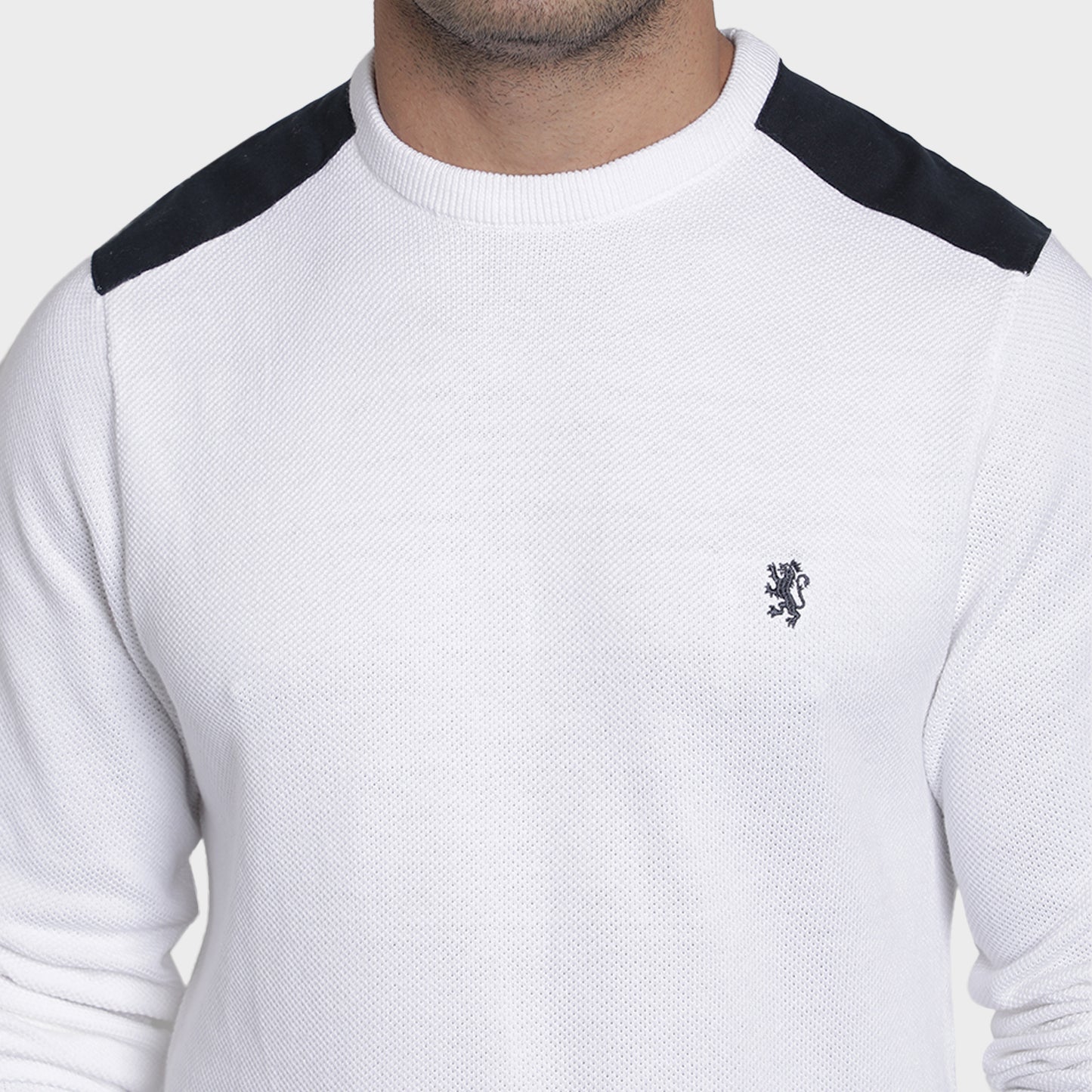 Red Tape Men's White Cotton Sweater