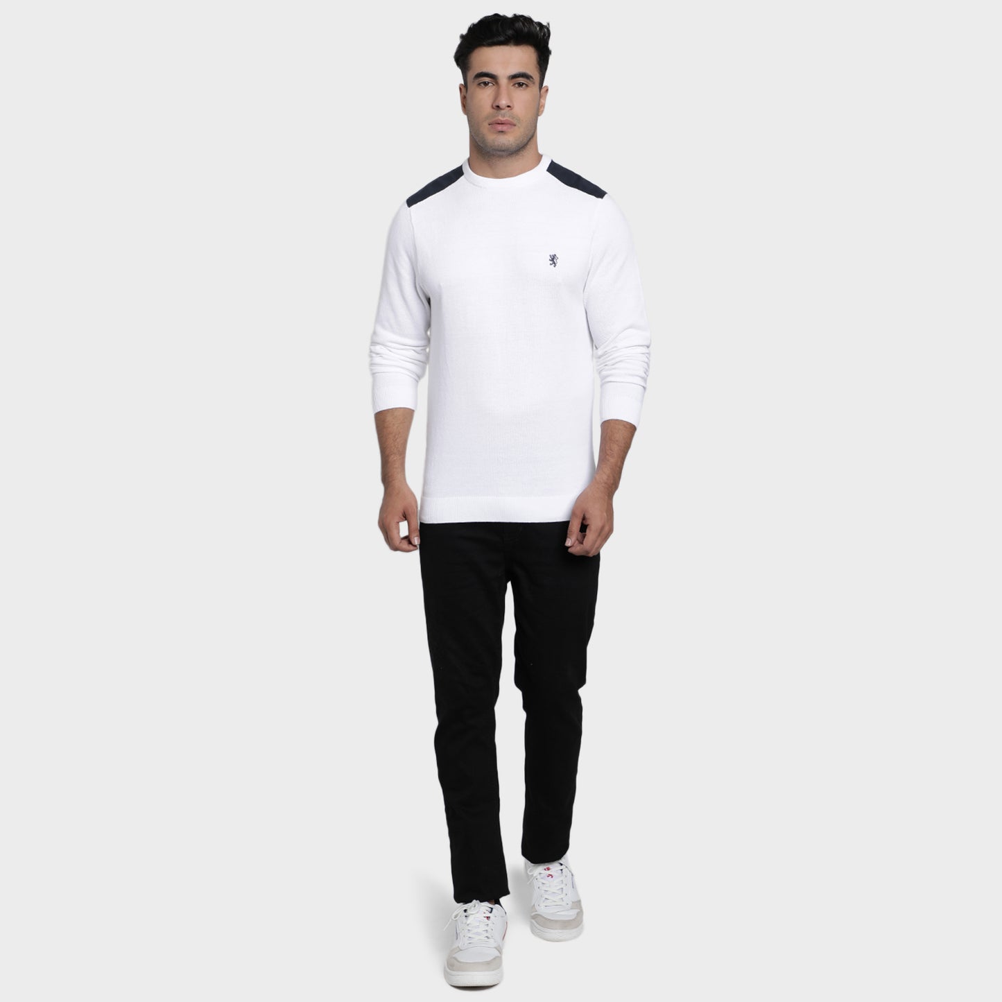 Red Tape Men's White Cotton Sweater