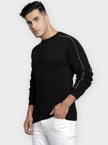 Red Tape Men's Black Cotton Sweater