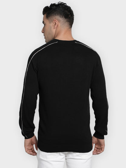 Red Tape Men's Black Cotton Sweater