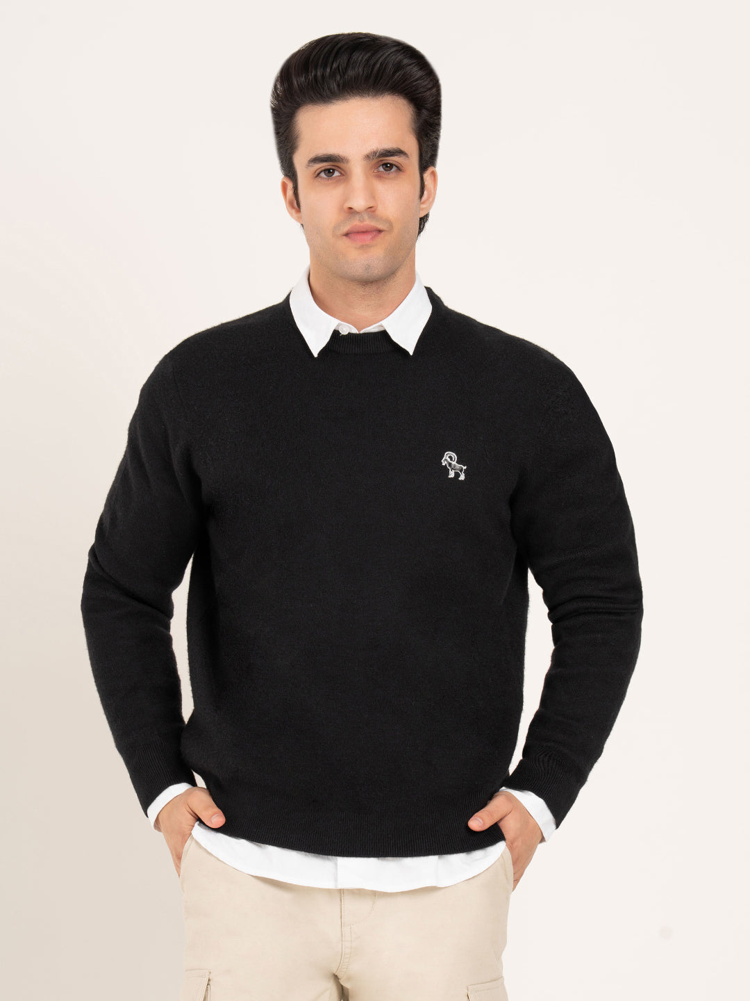 Men's Black Round Neck Sweater | Timeless Winter Essential