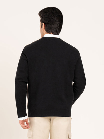 Men’s Black Round Neck Sweater | Timeless Winter Essential
