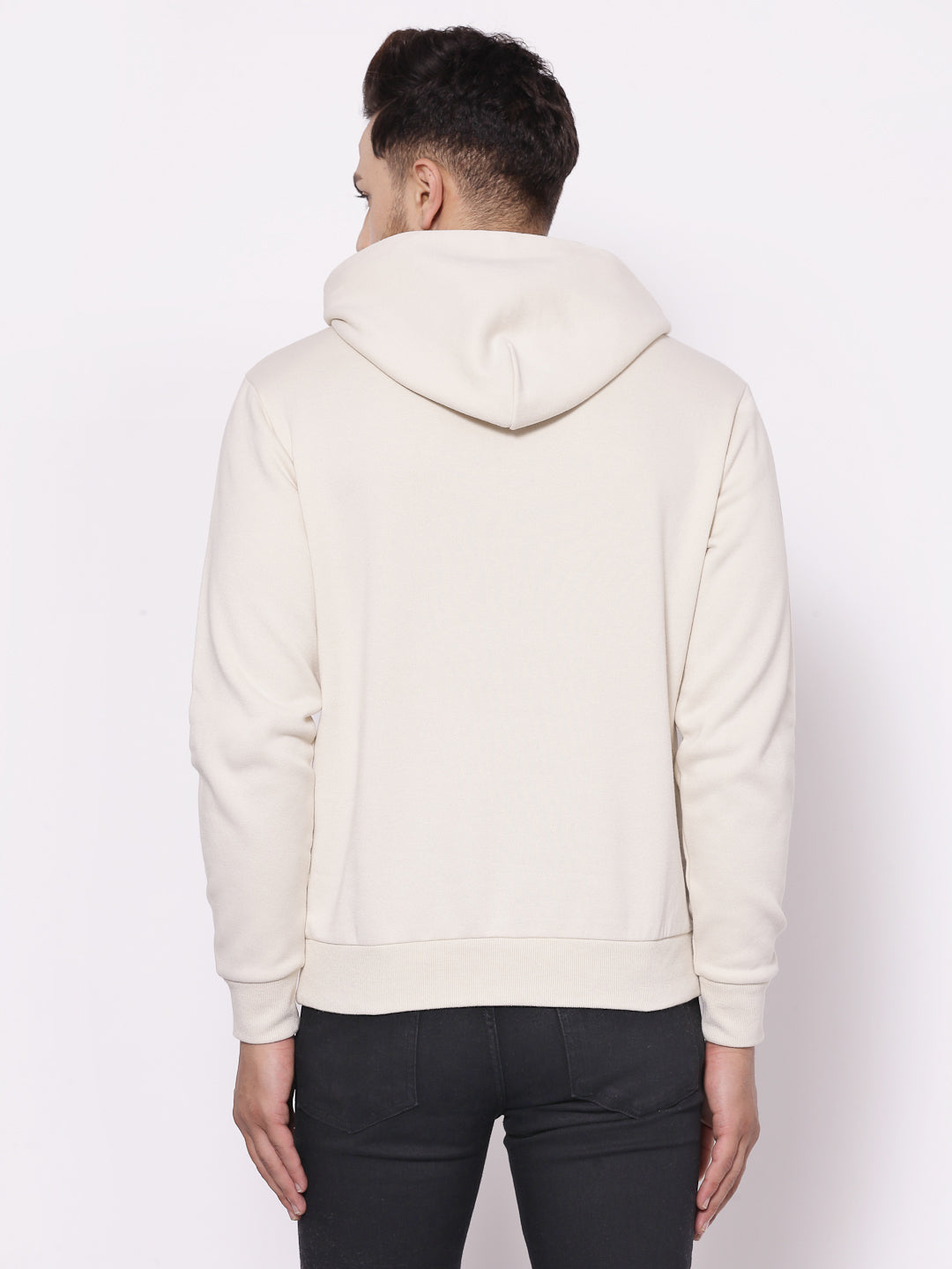 Men's Solid Dull Off White Hoodies