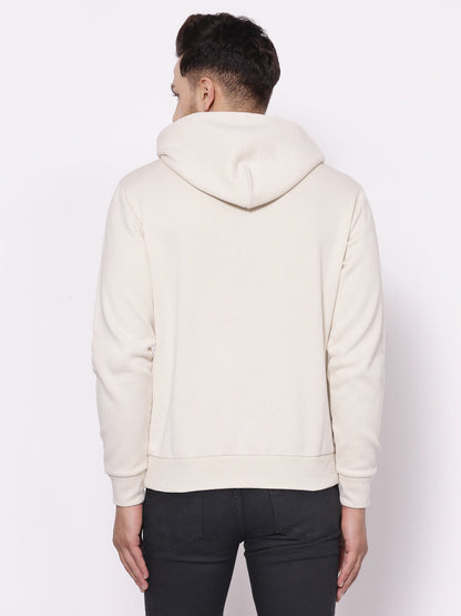 Men's Solid Dull Off White Hoodies