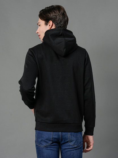 Men's Black Solid Hoodie