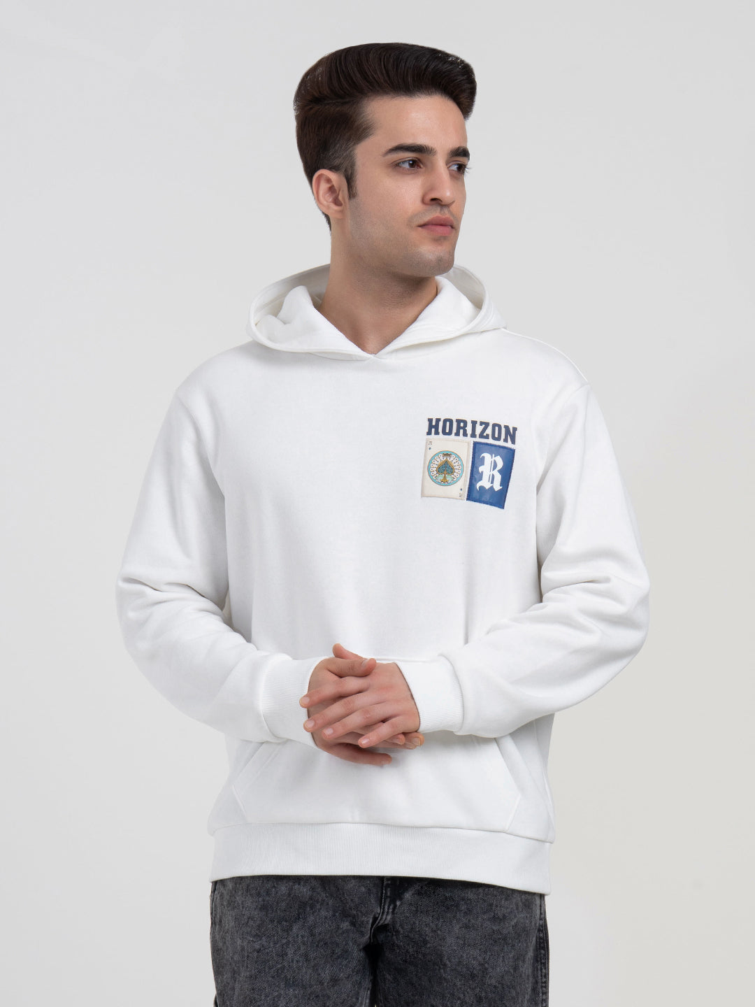 White Graphic Winter Hoodie for Men | Casual Winter Comfort