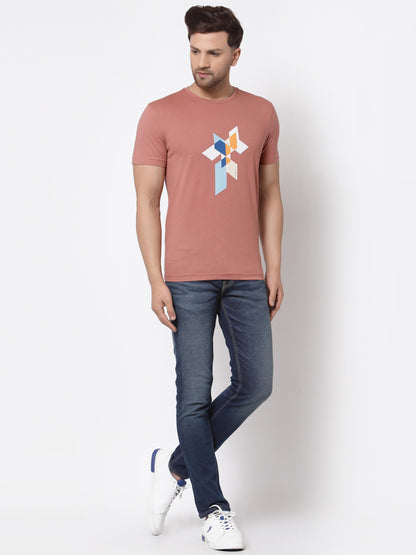 Pale Pink Graphic Print Pure Cotton Men's T-Shirt