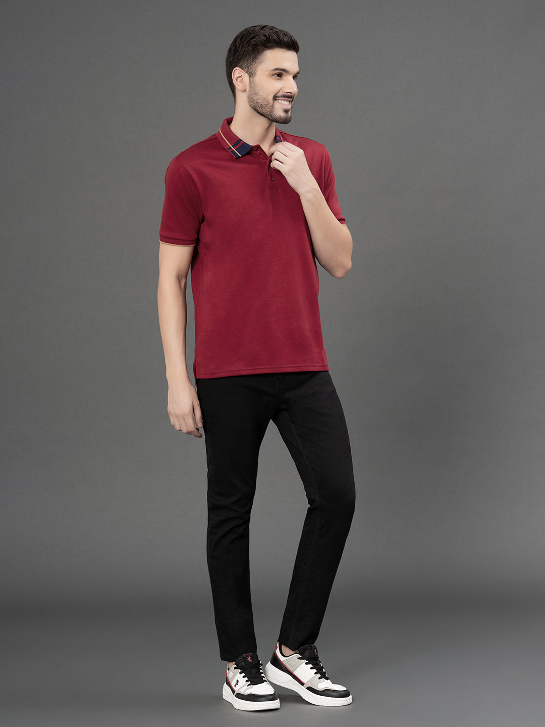Jacquard Collar Polo T-Shirt for Men – Redtape