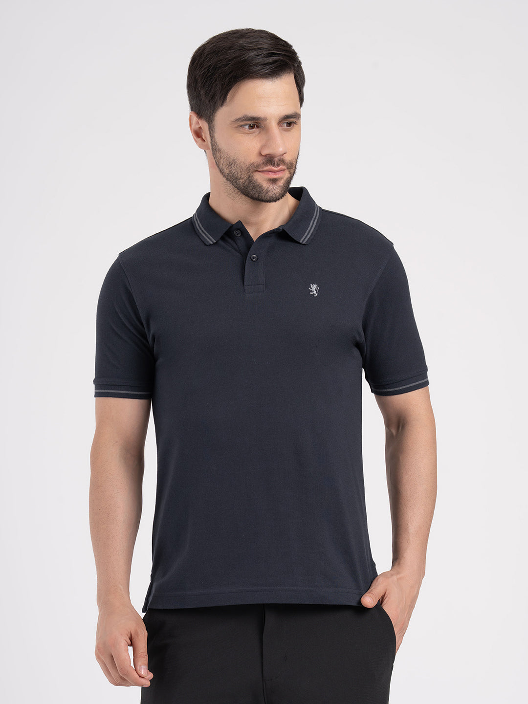 Mens Single Tone Tipping Polo T-Shirt