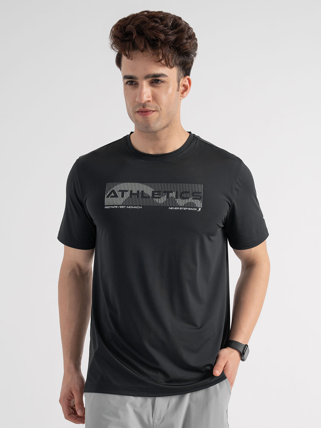 Men's Activewear Graphic Black T-Shirt
