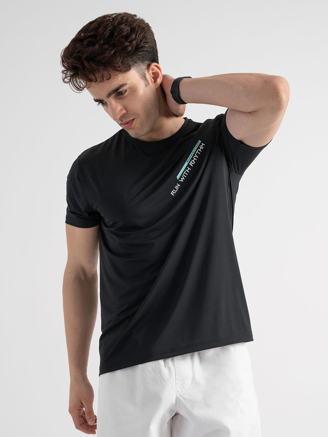 Menâ€™s Black Activewear Graphic T-Shirt