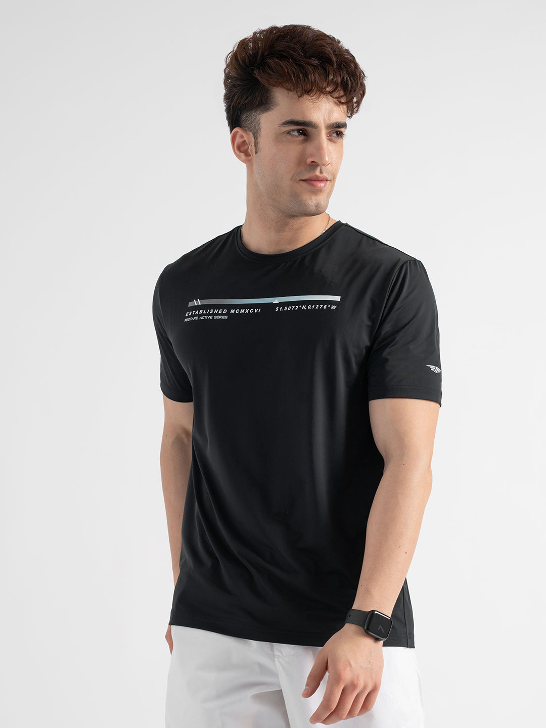 Men's Activewear Graphic Black T-Shirt
