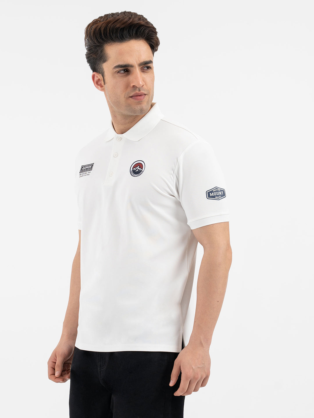 メンズウェア EFFLORESCENCE LOGO TAPE HALF SLEEVE POLO Red Tape Men's White Polo T-Shirt – Redtape