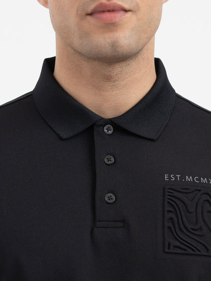 Red Tape Black Polo T-Shirt for Men