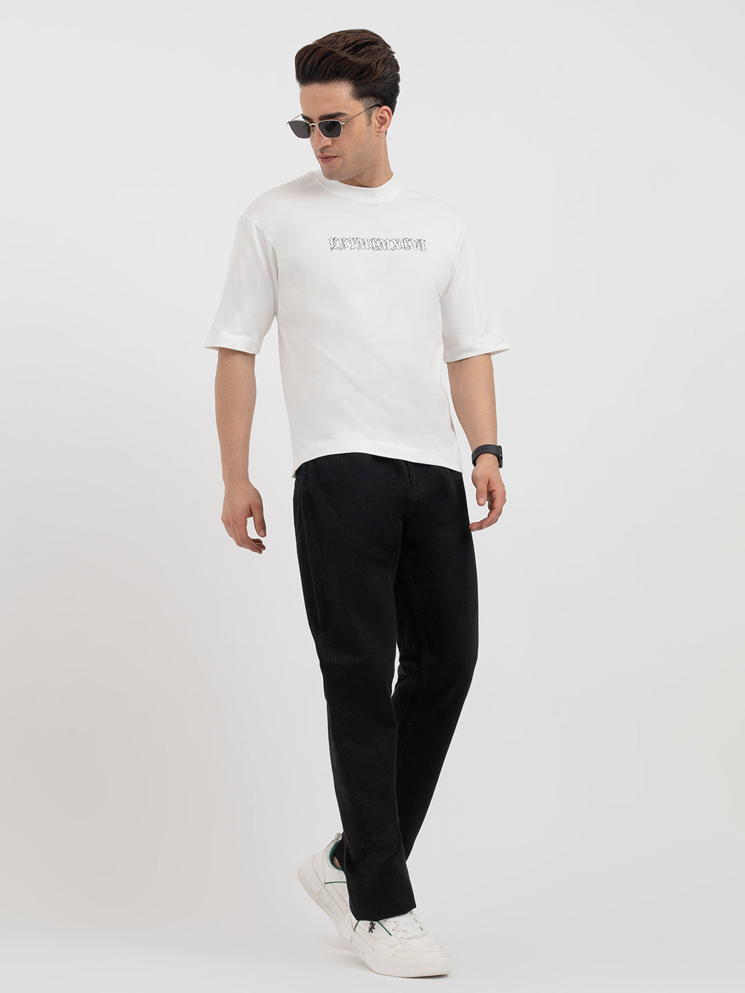 Red Tape White Graphic T-Shirt for Men