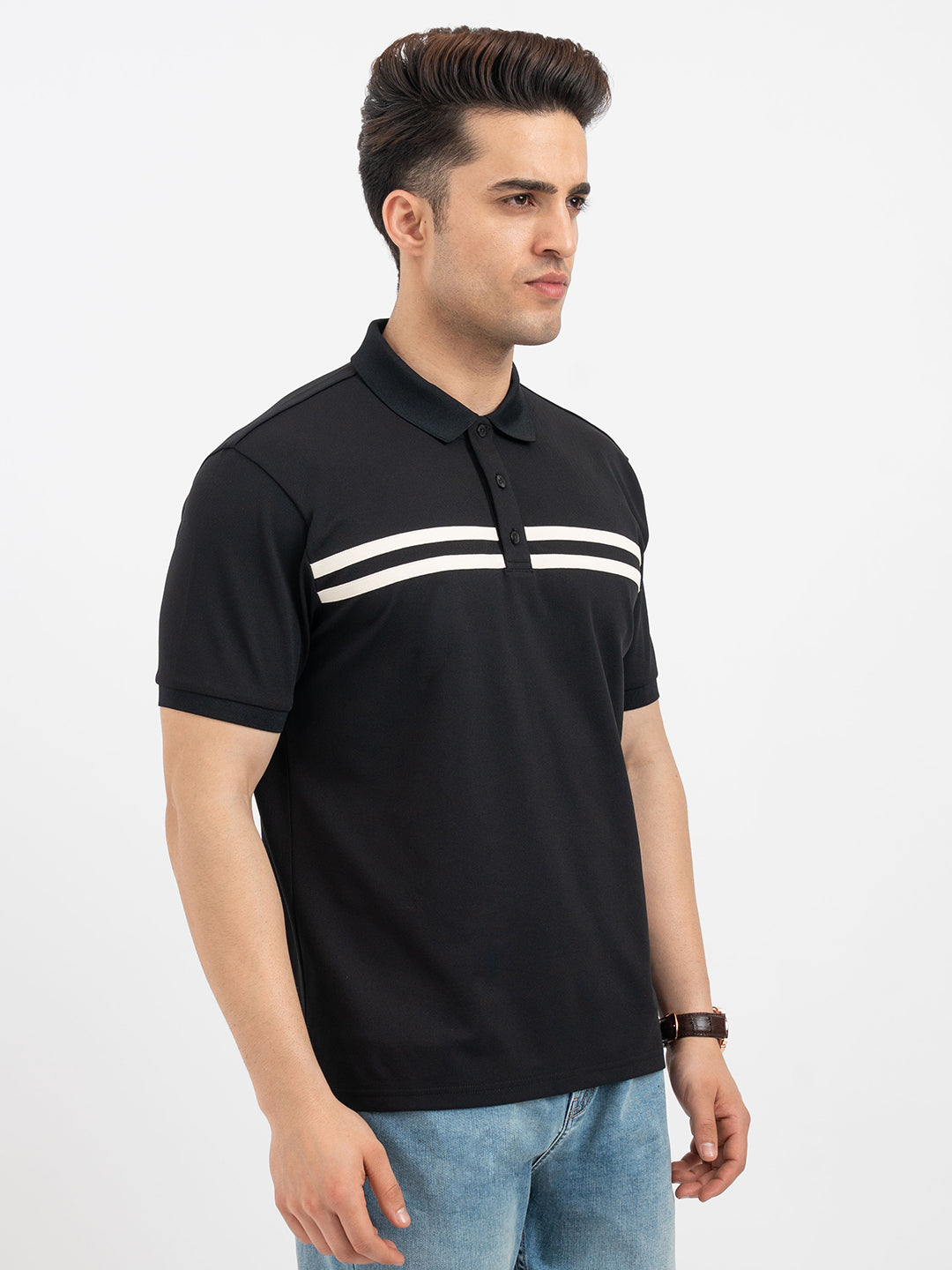 Red Tape Black Polo T-Shirt for Men