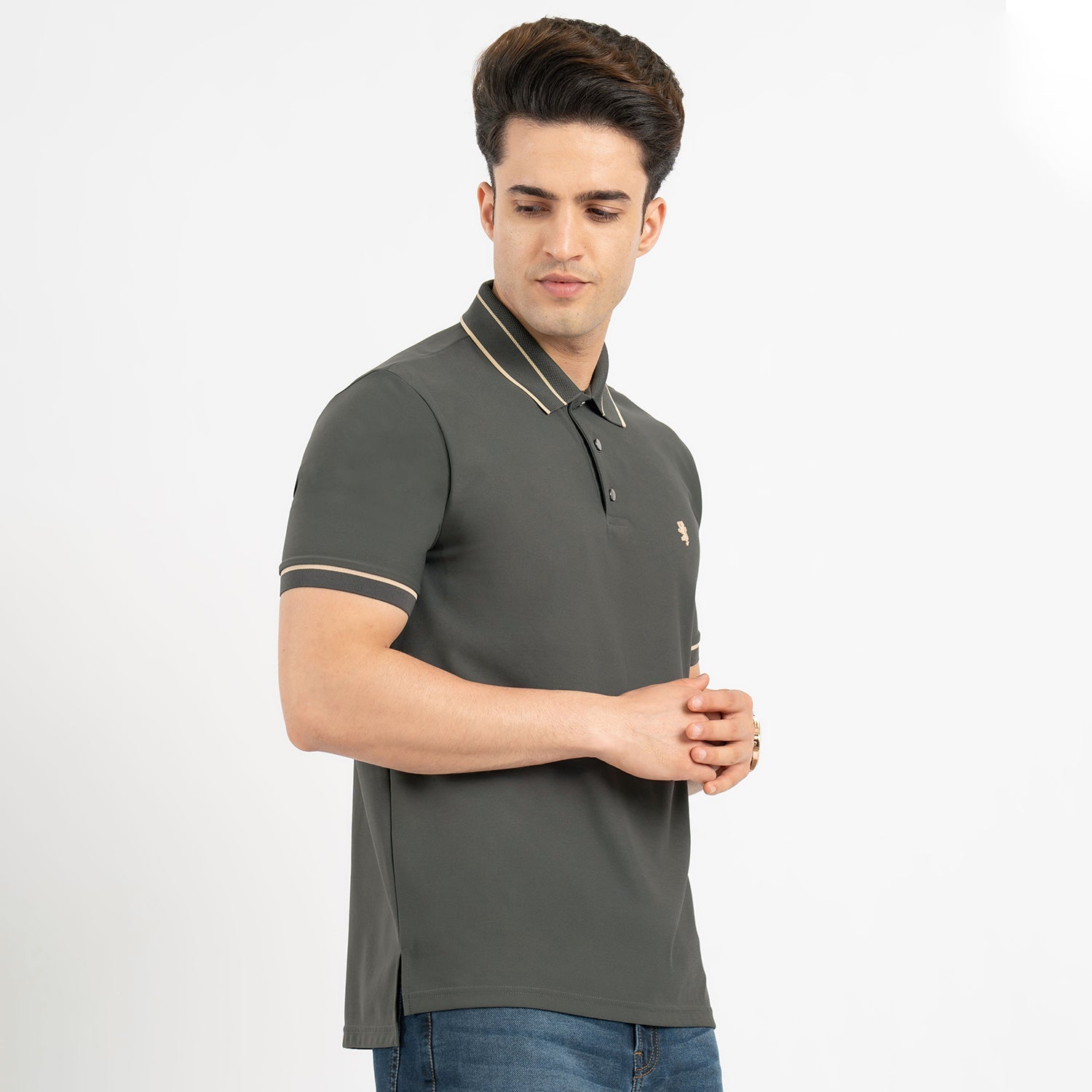 トップス tdk_void polo T Shirts for Men in Dark Olive | Nylon Spandex Polo T Shirt – Redtape
