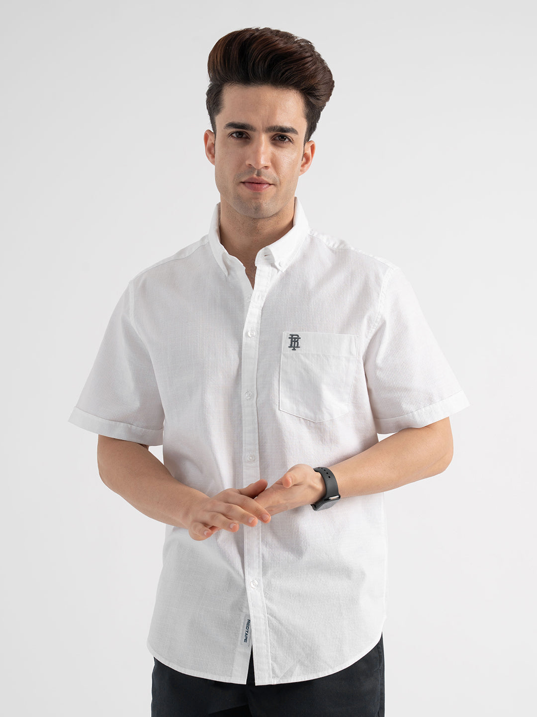 Men's White Casual Half Sleeve Shirt