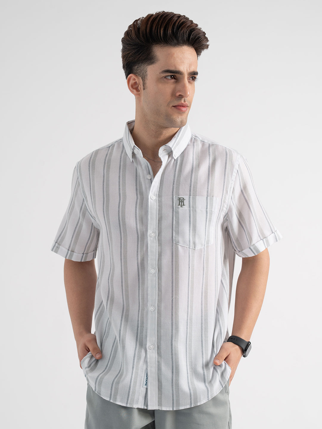 Men's Green Casual Half Sleeve Shirt