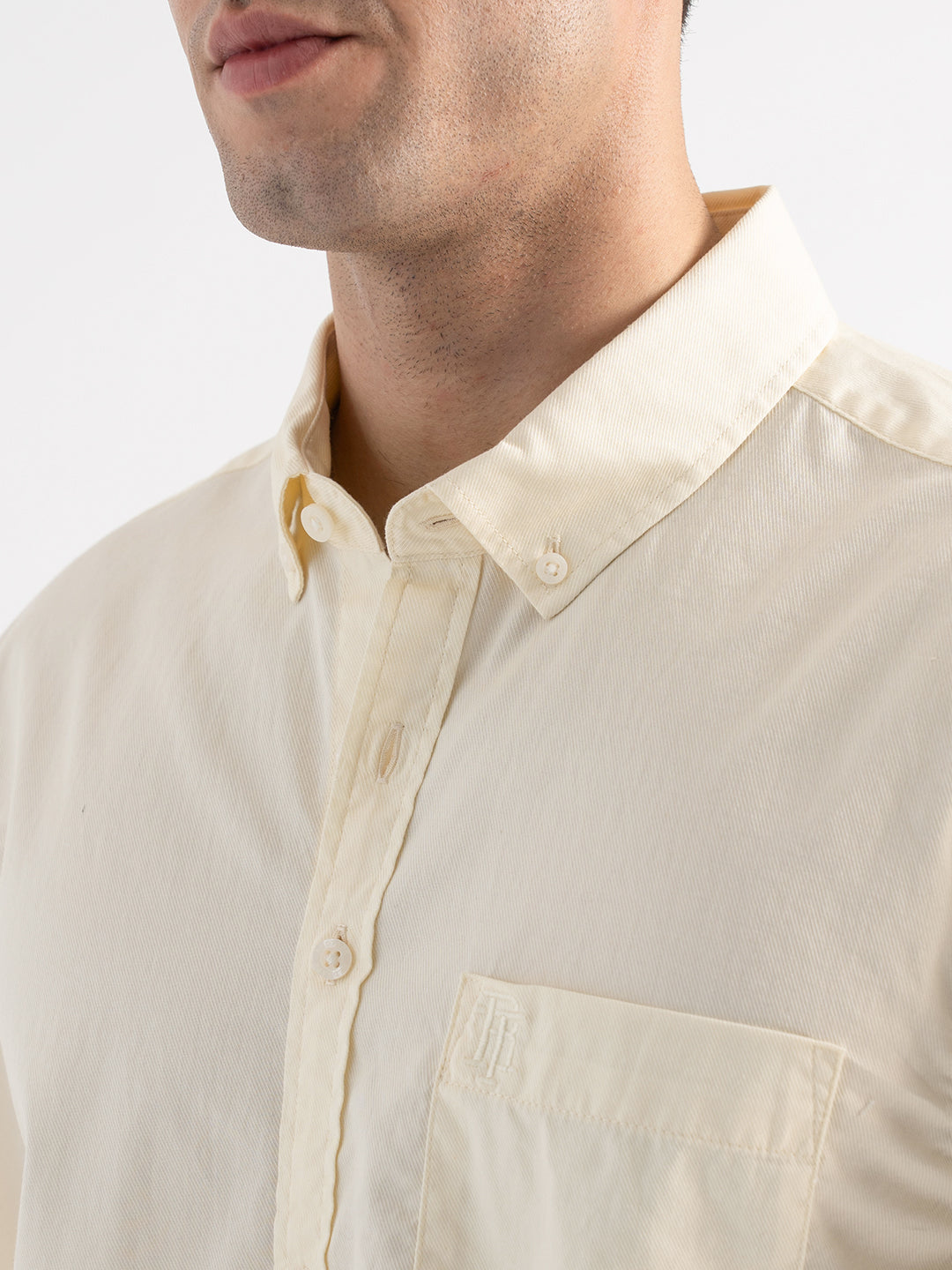 Men's Casual Pastel Yellow Shirt