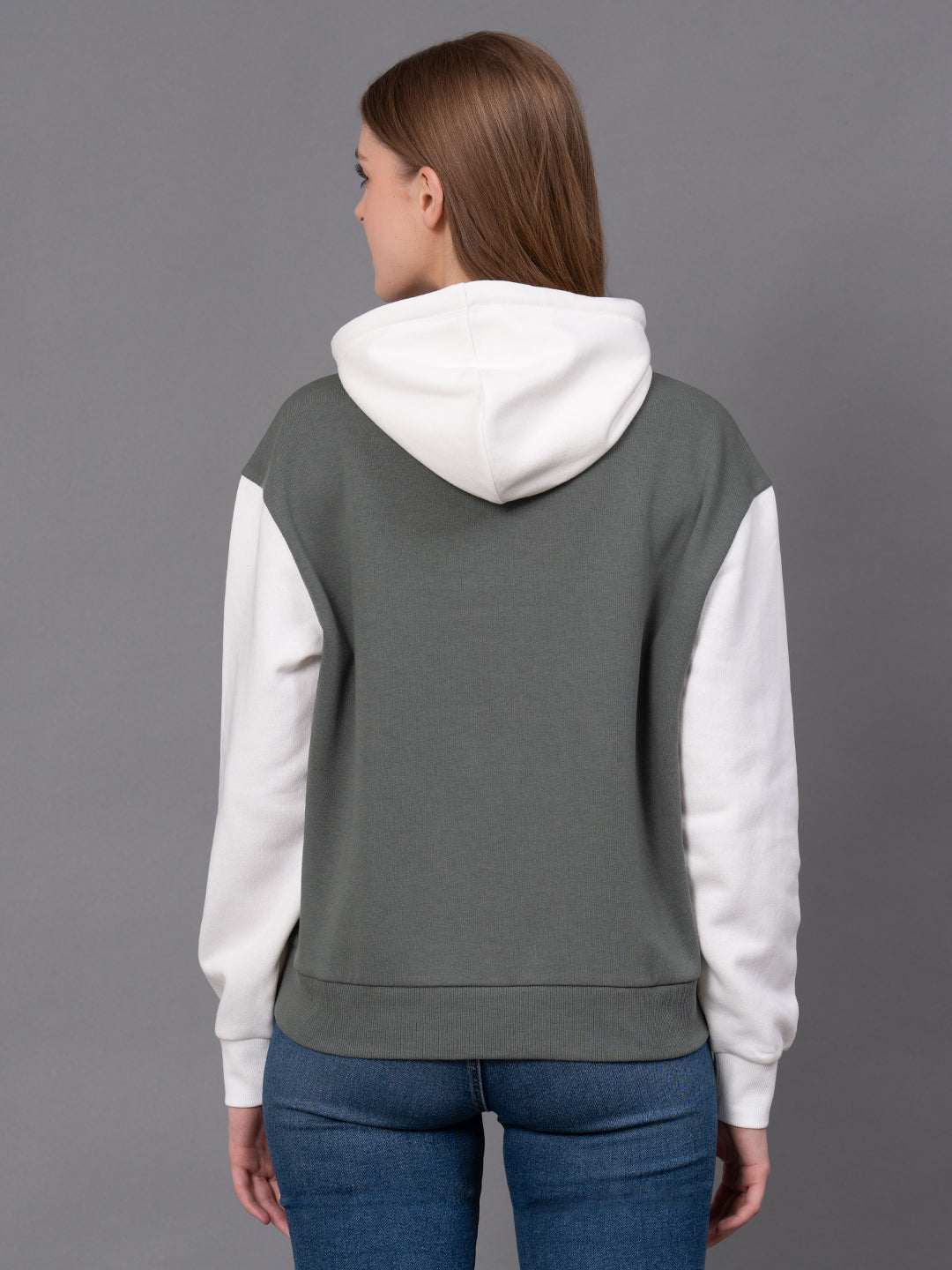 Olive Cotton Poly Fleece Graphic Print Women's Hoodie