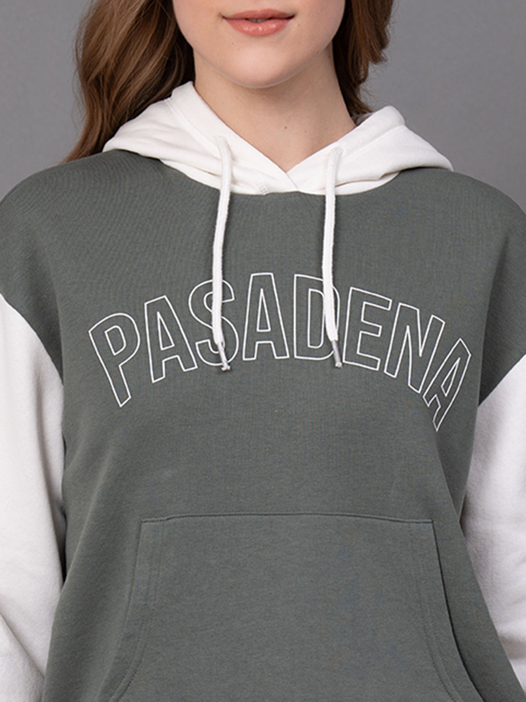 Olive Cotton Poly Fleece Graphic Print Women's Hoodie
