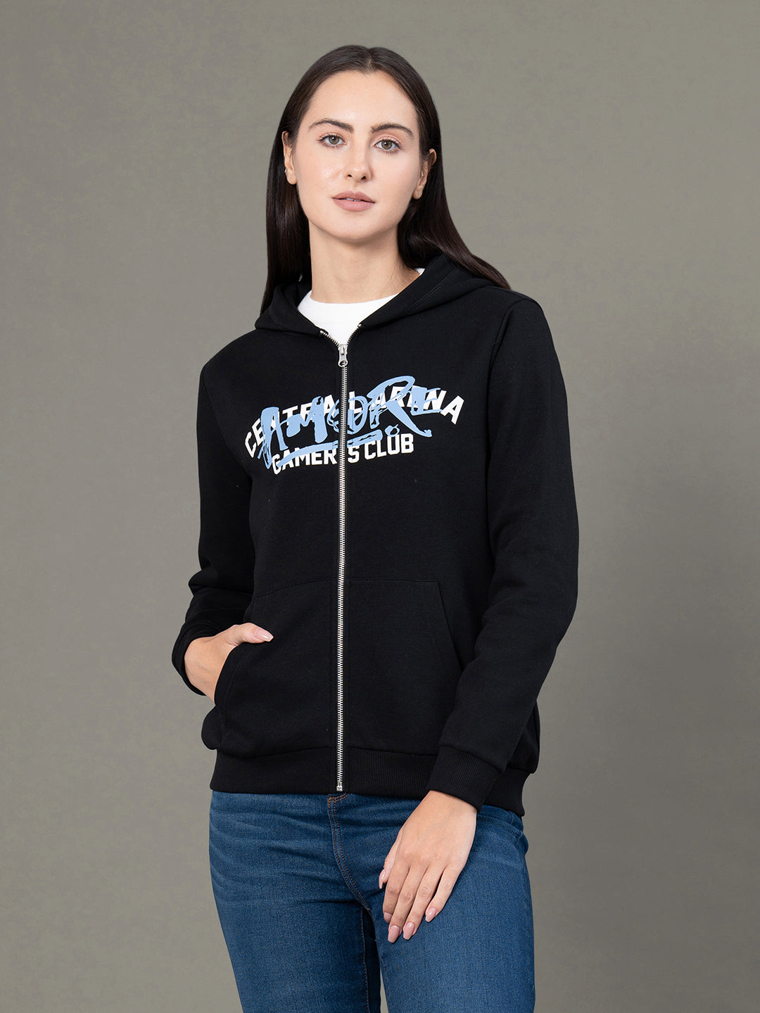 Red Tape Full Zip Graphic Hoodie for Women | Everyday Comfort and